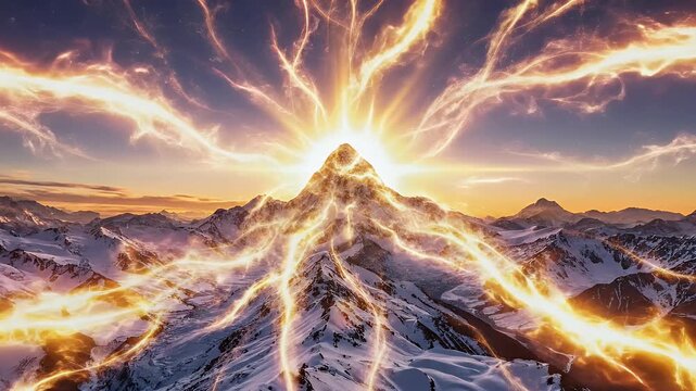 Parashurama Jayanti flowing light arcs background with sunrise gradient for festive design