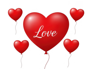 Celebrate love with heart balloons isolated on transparent background