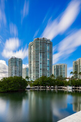 Long exposure photo of highrise condominiums in Sunny Isles Beach Florida