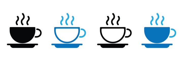 Coffee cup icon set, Cup coffee with steam, Coffee cup icon vector isolated on a white background