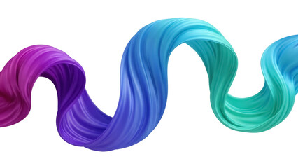 Colorful flowing ribbon isolated PNG on transparent background, abstract gradient wave design element for decoration and creative projects