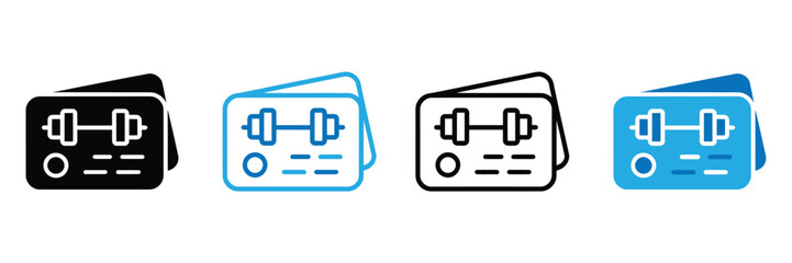 Credit card icons with dumbbell symbol for fitness banking concept