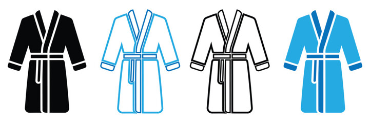 Collection of modern bathrobes in different colors and styles for home and spa use