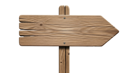 Wooden arrow sign PNG isolated on transparent background, rustic direction pointer for outdoor and navigation design
