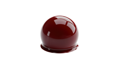 Shiny maroon dome isolated PNG on transparent background, glossy rounded shape with smooth surface for design elements and decorative use