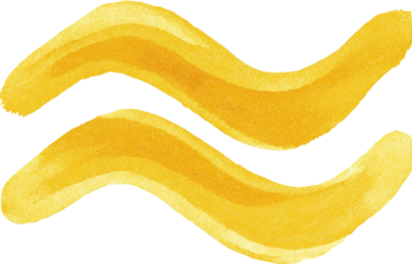 Artistic depiction of a stylized, golden, water-like symbol on a transparent background