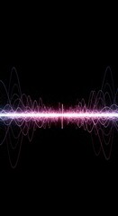 Minimalist abstract representation of a potential frequency spectrum, featuring subtle glowing waves dissolving into dark space and potential, data, Abstract, spectrum