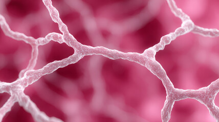 Abstract network mesh with pink organic pattern.