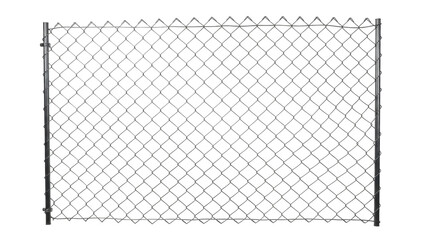 Chain link fence PNG isolated on transparent background, metal mesh barrier for security and...