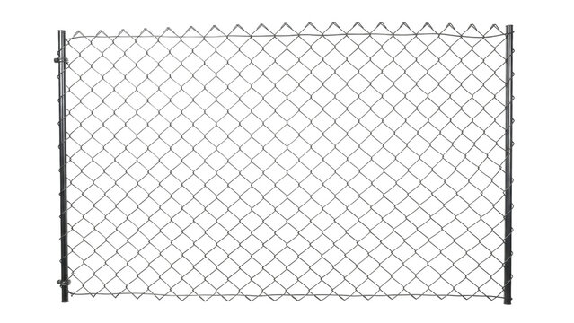 Chain link fence PNG isolated on transparent background, metal mesh barrier for security and property protection