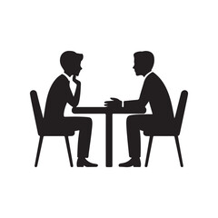 Corporate Business Meeting Silhouette of Two Men Talking at a Desk