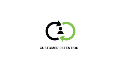 Fototapeta premium Customer Retention Icon in Modern Minimalist Style with Black and Green Color Scheme on White Background for Business Branding