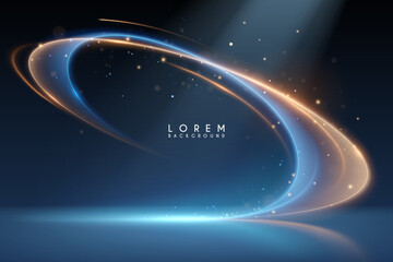 Abstract motion light effect with sparks and rays