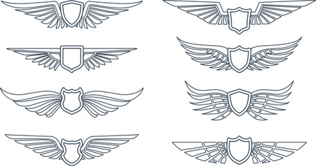 Outline winged shields