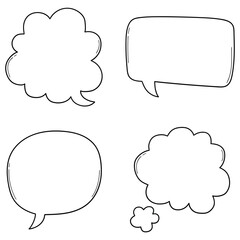 Fototapeta premium Hand-drawn doodle set of speech bubbles on a white background.