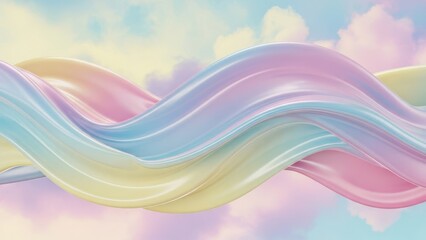 Iridescent Swirls Of Pastel Colors Flow Through A Dreamy Sky Background