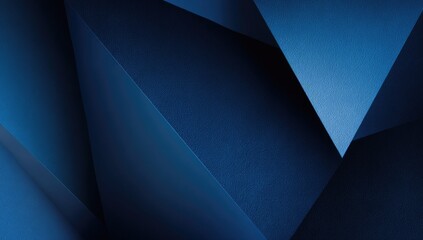Deep blue geometric shapes with textures create a sophisticated abstract composition