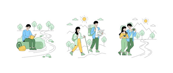 Fototapeta premium Outdoor Activities Vector Illustration of People