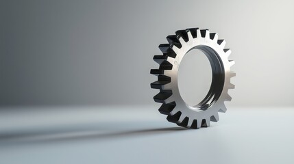 Isolated Metal Gear Mechanism on White Background, 3D Engineering Component, Steel Design Element