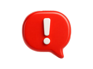 Red alert icon isolated on transparent background