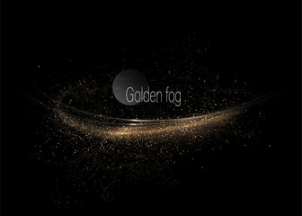 An isolated design element, a shiny gold tinsel arc.