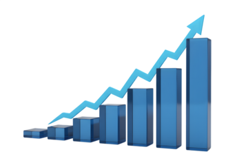 Rising blue business graph