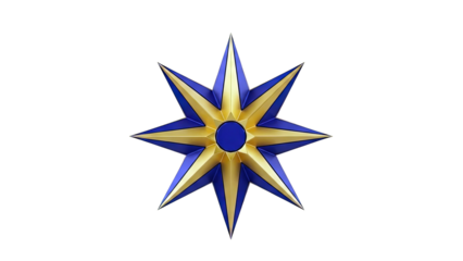 Eight-Pointed Star Emblem in Gold and Navy Blue