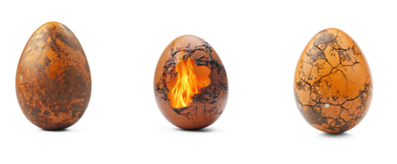 Collection of roasted egg, symbolizing the festival sacrifice offered in the Temple and the cycle of life. full length isolate on transparent background