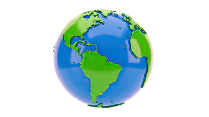 Stylized 3D Globe of Earth with Continents