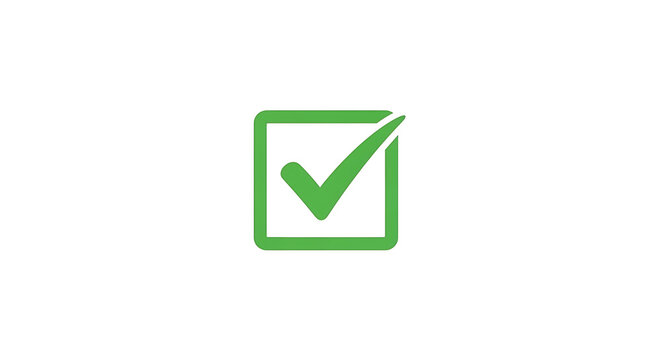 A green checkmark icon in a square box on a white background