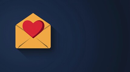 Beautiful illustrated love letter icon with red heart emerging from envelope, symbolizing romance.