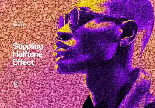 Stippling Halftone Photo Effect Mockup