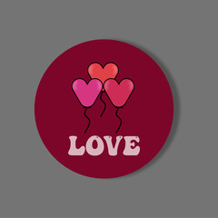 Icon representing love with heart balloons