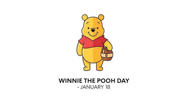 Winnie the Pooh with a honey pot on a white background Pooh Bear illustration
