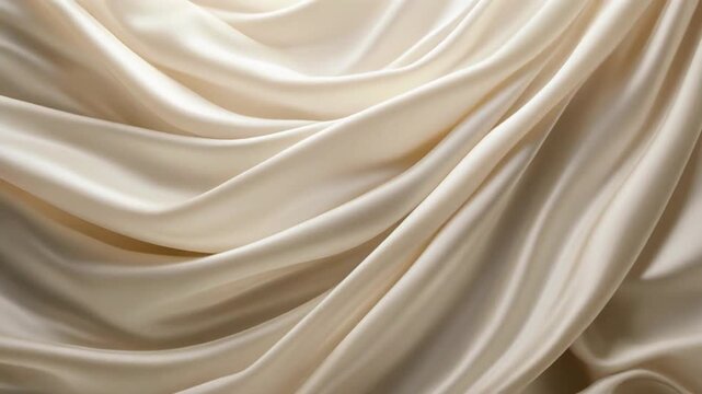 Ivory satin drapery with flowing ripples and ultra-realistic folds under soft cinematic lighting, 4K.