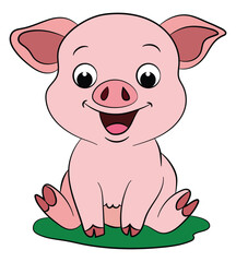 Fototapeta premium A smiling pig isolated on white background