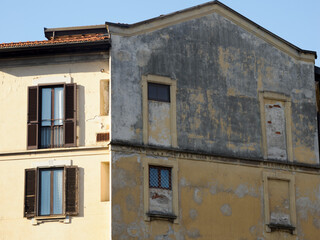 Fototapeta premium Residential buildings along via Piero della Francesca in Milan, Italy