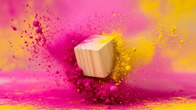Vibrant holi celebration with colorful powder explosion - Powered by Adobe