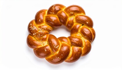 Swiss braided bread zopf shaped like a wreath isolated