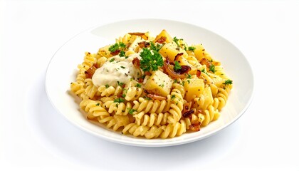 Swiss alpine macaroni with cheese sauce and roasted onions