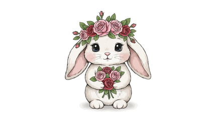 two rabbits with a flower