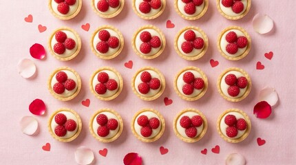 Delicious raspberry tarts isolated on white background