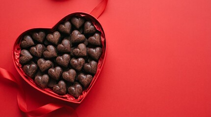 Heart-shaped box of chocolates isolated on white background