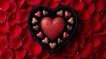 Heart-shaped box of chocolates isolated on white background