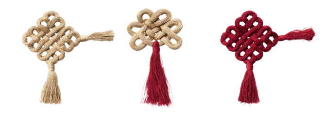 Traditional knotted tassels with transparent background cultural art isolated