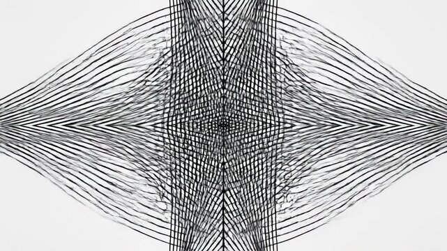 Hypnotic symmetrical animation of shifting black lines on a clean background symbolizing balance and the four directions balance, art, data