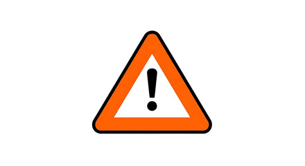 A warning sign with an exclamation mark in a triangle on a white background