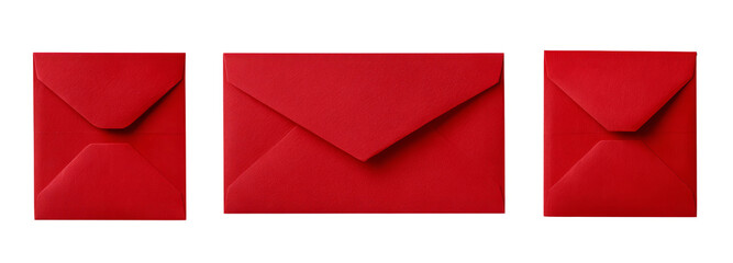 Set of red envelopes isolated on white background