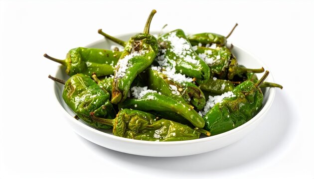 fried green padron peppers pimientos de padron on plate