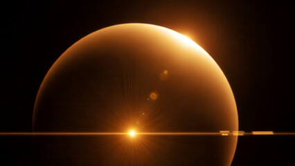 Golden Planet with Glowing Sunrise Light in Deep Space Background | planet in space | sun and planet | sun and earth